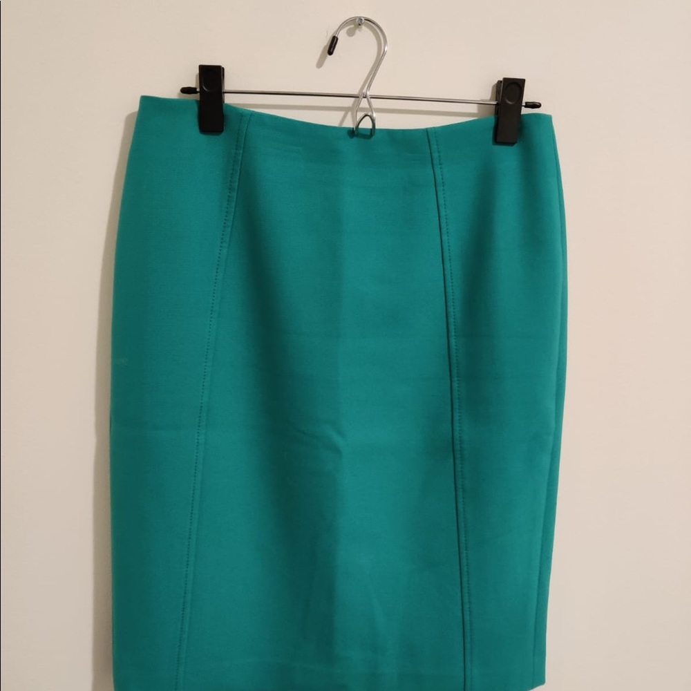 HALOGEN | EUC Sea green seamed pencil skirt